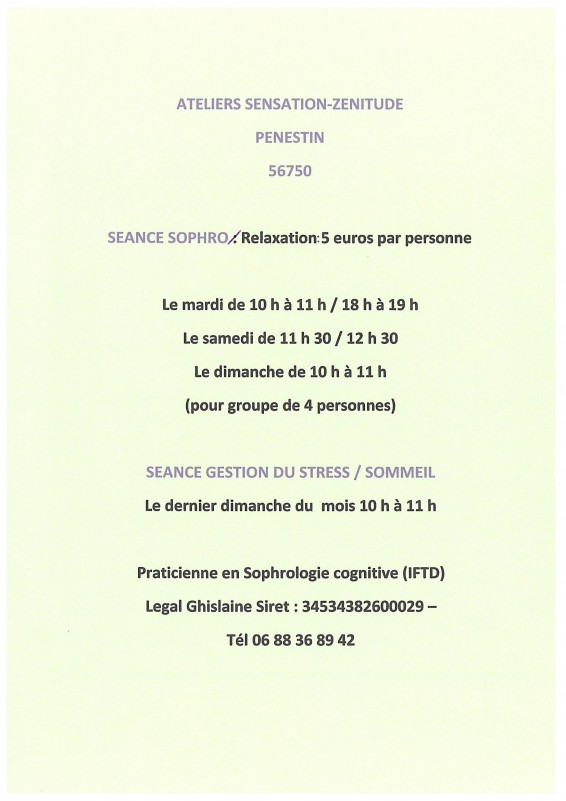 Ateliers Sensation-Zénitude Pénestin