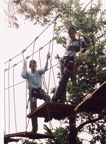 Monkey Forest Aventures & Loisirs - traversée d'un pont suspendu - Saint-Molf