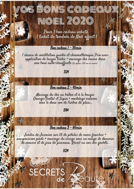 Secrets de beauté - institut La Baule - bon cadeau Noel 2020